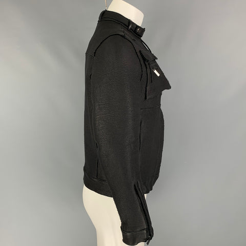 CALVIN KLEIN COLLECTION Size 38 Black Leather Motorcycle Jacket