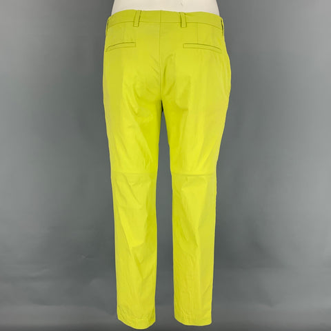 VIKTOR & ROLF Size 38 Lime Green Wrinkled Cotton / Polyamide Notch Lapel Suit