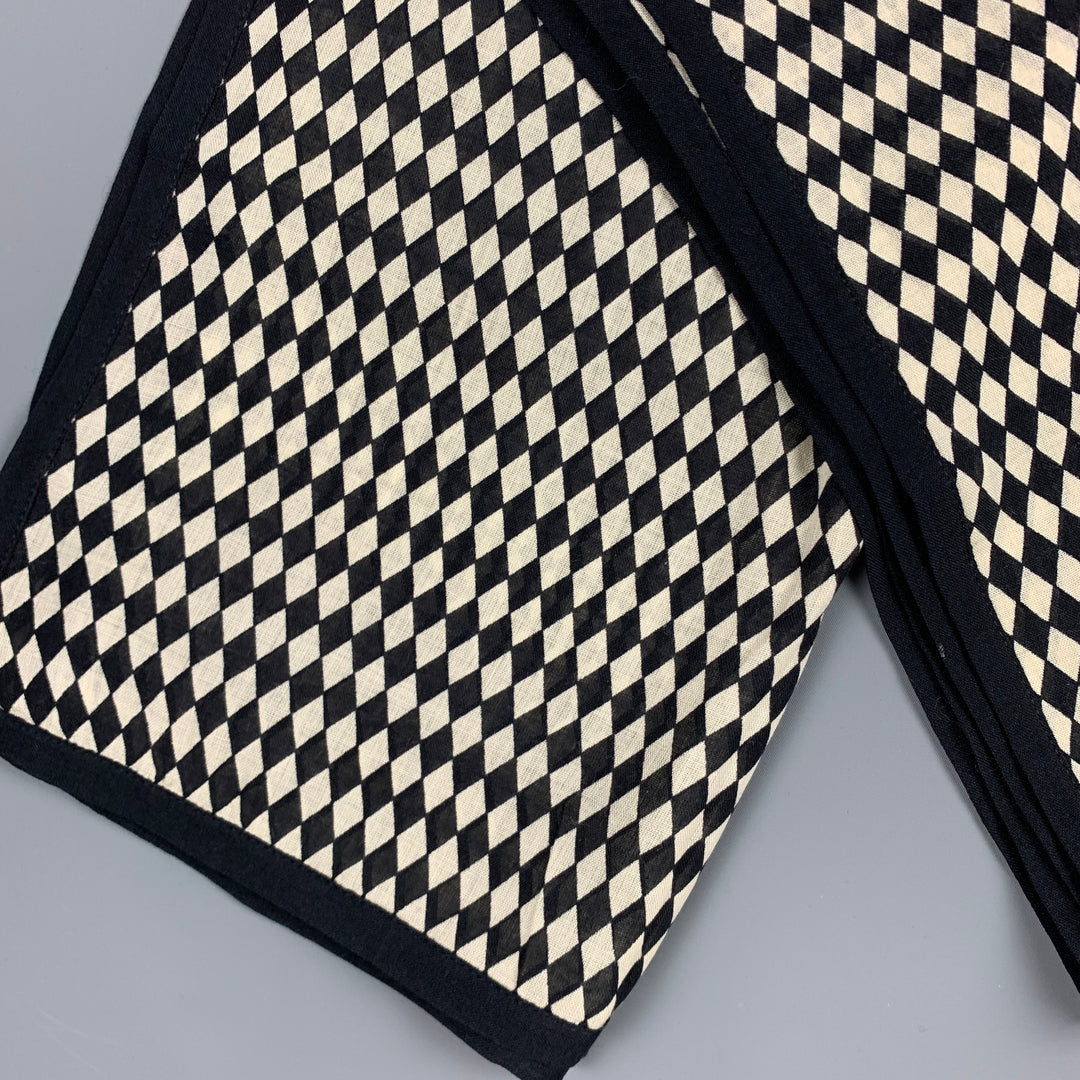 EMPORIO ARMANI Black & White Rhombus Wool / Silk Scarf