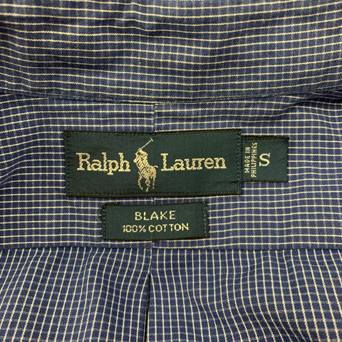 RALPH LAUREN Taille S Chemise à manches longues boutonnée en coton à carreaux bleu