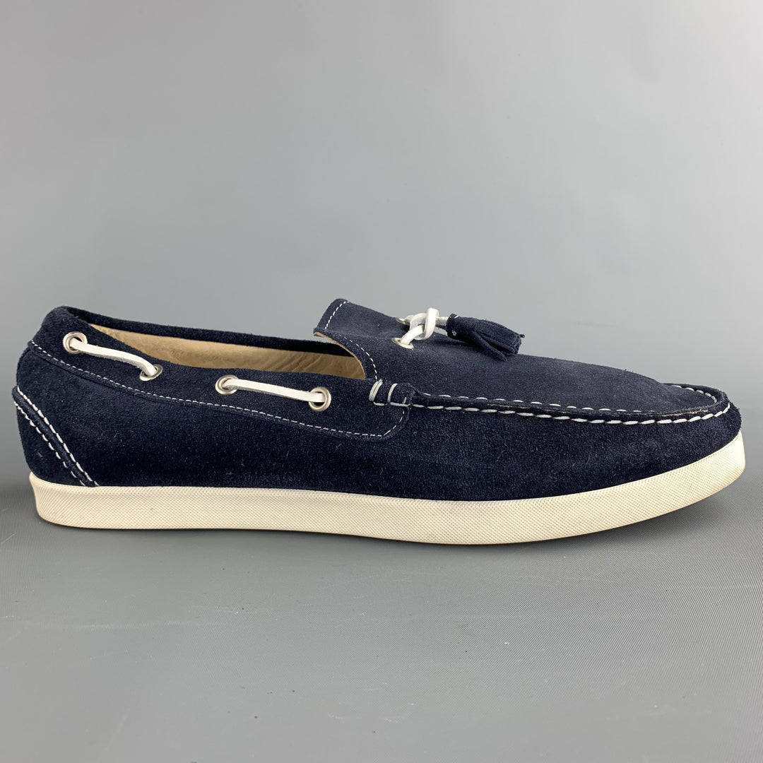 BLOOMINGDALE'S Size 9 Navy Suede Tassel Boat Shoe Loafers