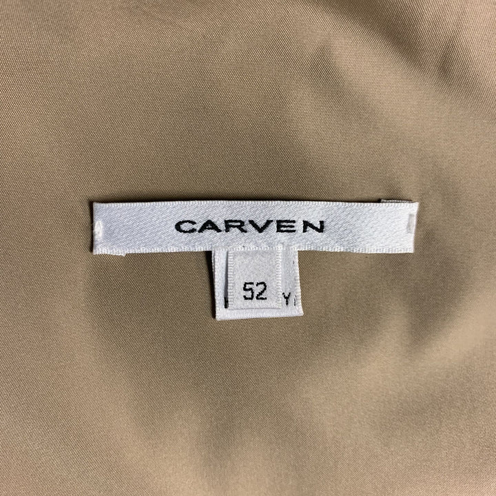 CARVEN Talla 42 Abrigo deportivo caqui de poliéster con solapa de muesca