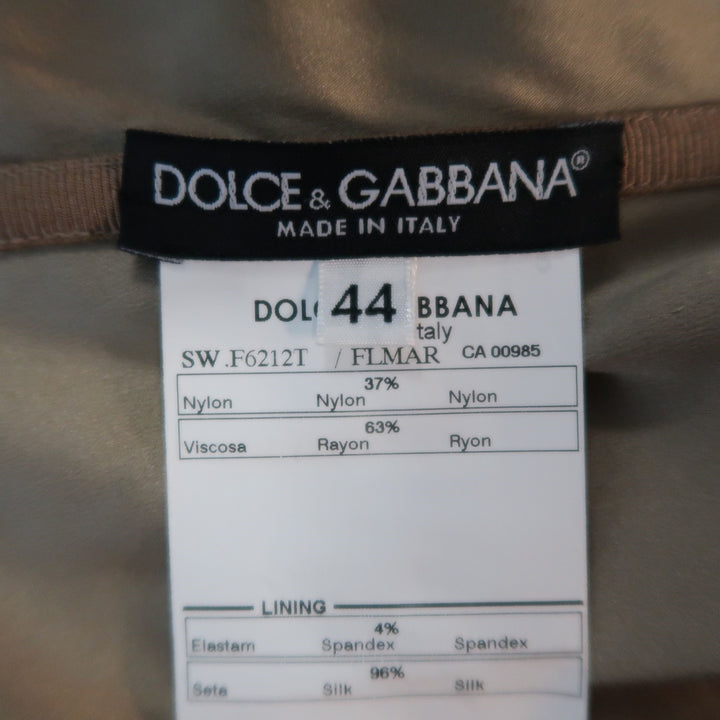 DOLCE & GABBANA Size 8 Beige Nylon Blend Floral Column Long Gown/Evening Wear