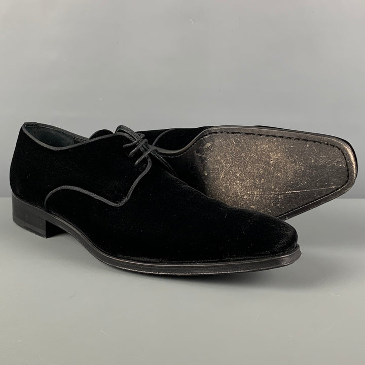 MAGNANNI Size 10.5 Black Velvet Oxford Lace Up Shoes