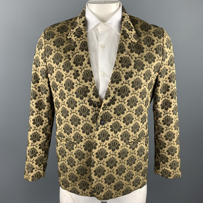 SASQUATCHfabrix Taille L Manteau de sport en polyester / coton floral doré et marron