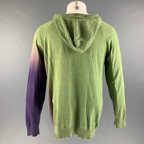 DIESEL Size S Green Purple Ombre Cotton Hooded Pullover