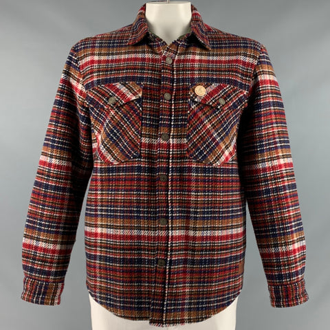 SCOTCH AND SODA Size L Red Blue Plaid Wool Polyester Jacket