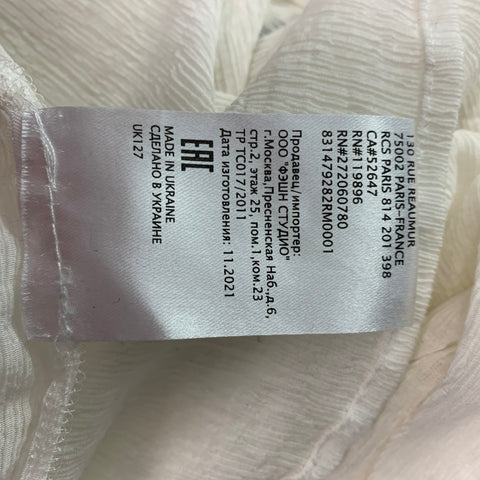 GERARD DAREL Size XL White Viscose Wrinkled 3/4 Sleeves Casual Top