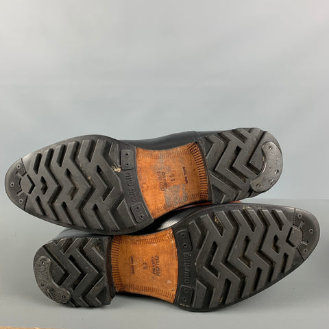 MIU MIU Talla 7.5 Botas con punta de lona de materiales mixtos negros