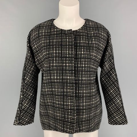 LAN JAENICKE Taille 2 Veste à carreaux en cachemire blanc noir