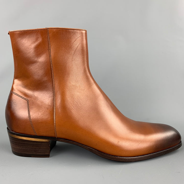 ALFRED DUNHILL Size 13 Cognac Antique Leather Side Zipper Duke Boots