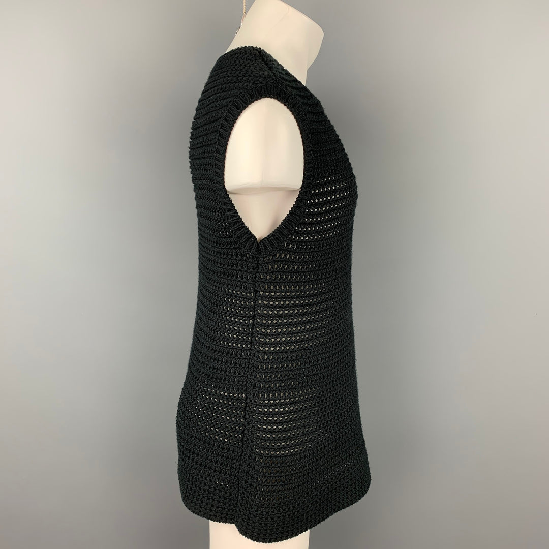 DRIES VAN NOTEN Size S Black Knitted Cotton Crew-Neck Vest