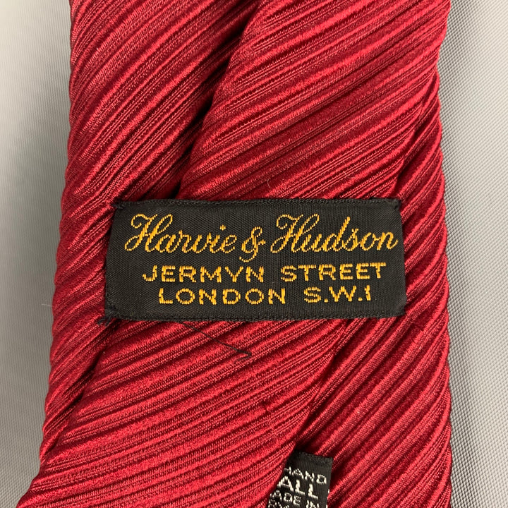 HARVIE & HUDSON Burgundy Textured Silk Tie