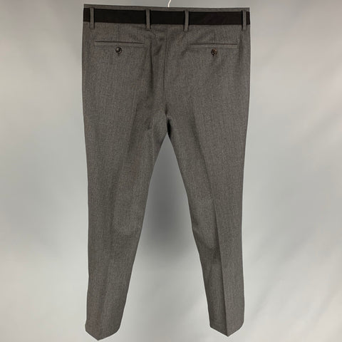VIKTOR &amp; ROLF Talla 36 Pantalón de vestir de esmoquin delgado de lana gris oscuro y negro