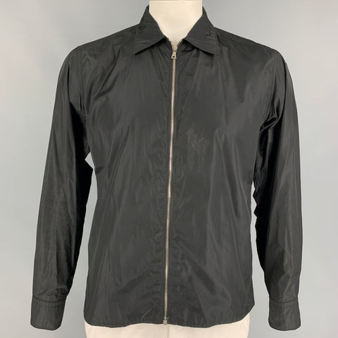 PRADA Size L Black Nylon Windbreaker Zip-Up Jacket