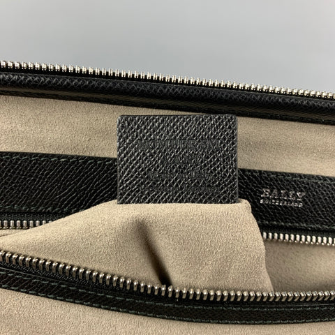 BALLY Black Textured Leather Briefcase Bag