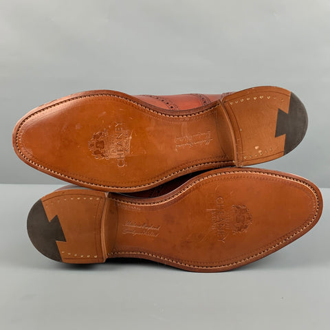JOSEPH CHEANEY Taille 10,5 Chaussures à lacets en cuir perforé marron Wingtip