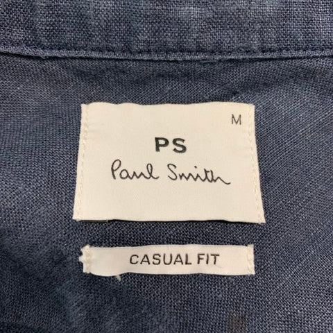 PAUL SMITH Size M Navy Linen Short Sleeve Shirt