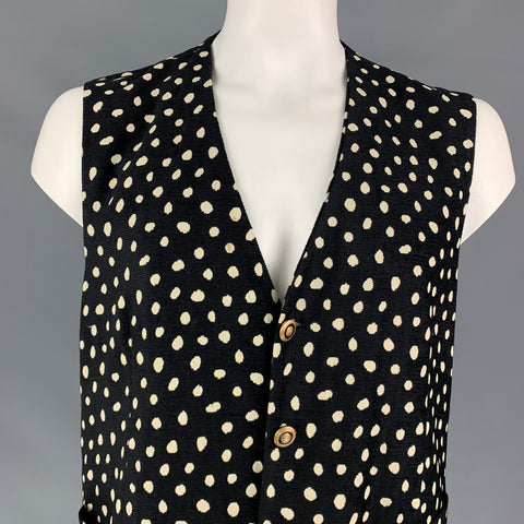 VERSACE CLASSIC Talla 46 Chaleco de mezcla de viscosa con lunares blancos y negros