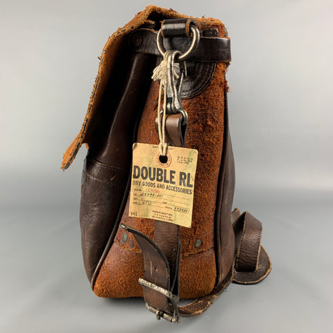 RRL by RALPH LAUREN Limited Edition Brown Distressed Reversed Leather Messenger Bag