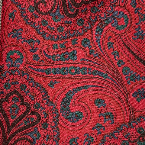 VALENTINO Burgundy Green Paisley Silk Tie