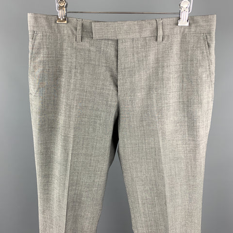 PS by PAUL SMITH Talla 32 Pantalones de vestir con parte delantera plana de lana gris jaspeado