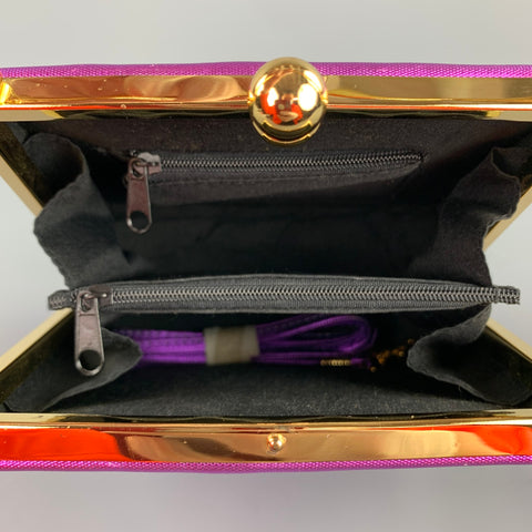 VINTAGE Purple Fabric Shoulder Strap Evening Handbag