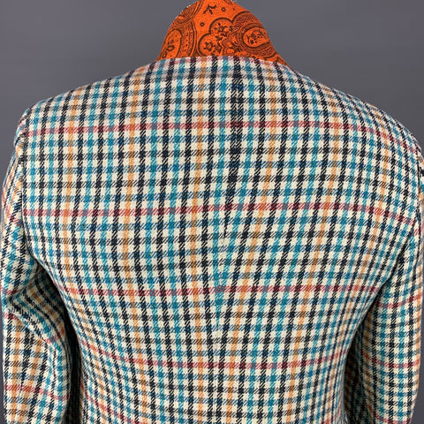 ETRO Size 42 Multi-Color Plaid Cotton / Silk Notch Lapel Sport Coat