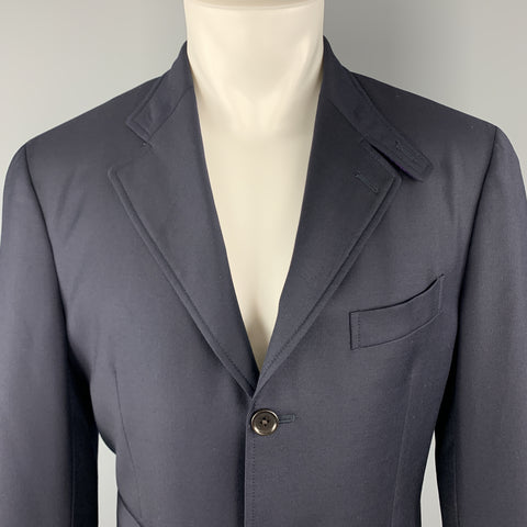 ETRO Size 40 Navy Solid Wool Notch Tab Lapel Sport Coat
