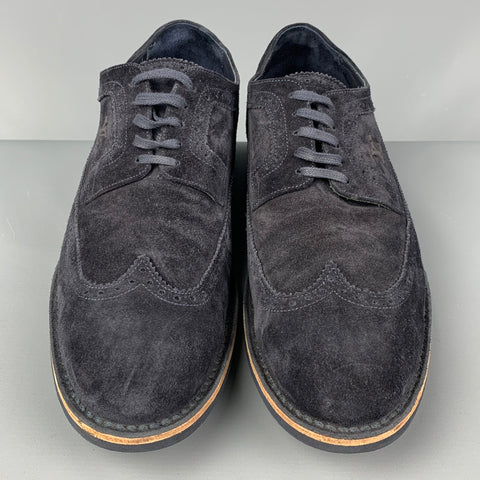 LOUIS VUITTON Taille 11 Chaussures à lacets en cuir perforé bleu marine