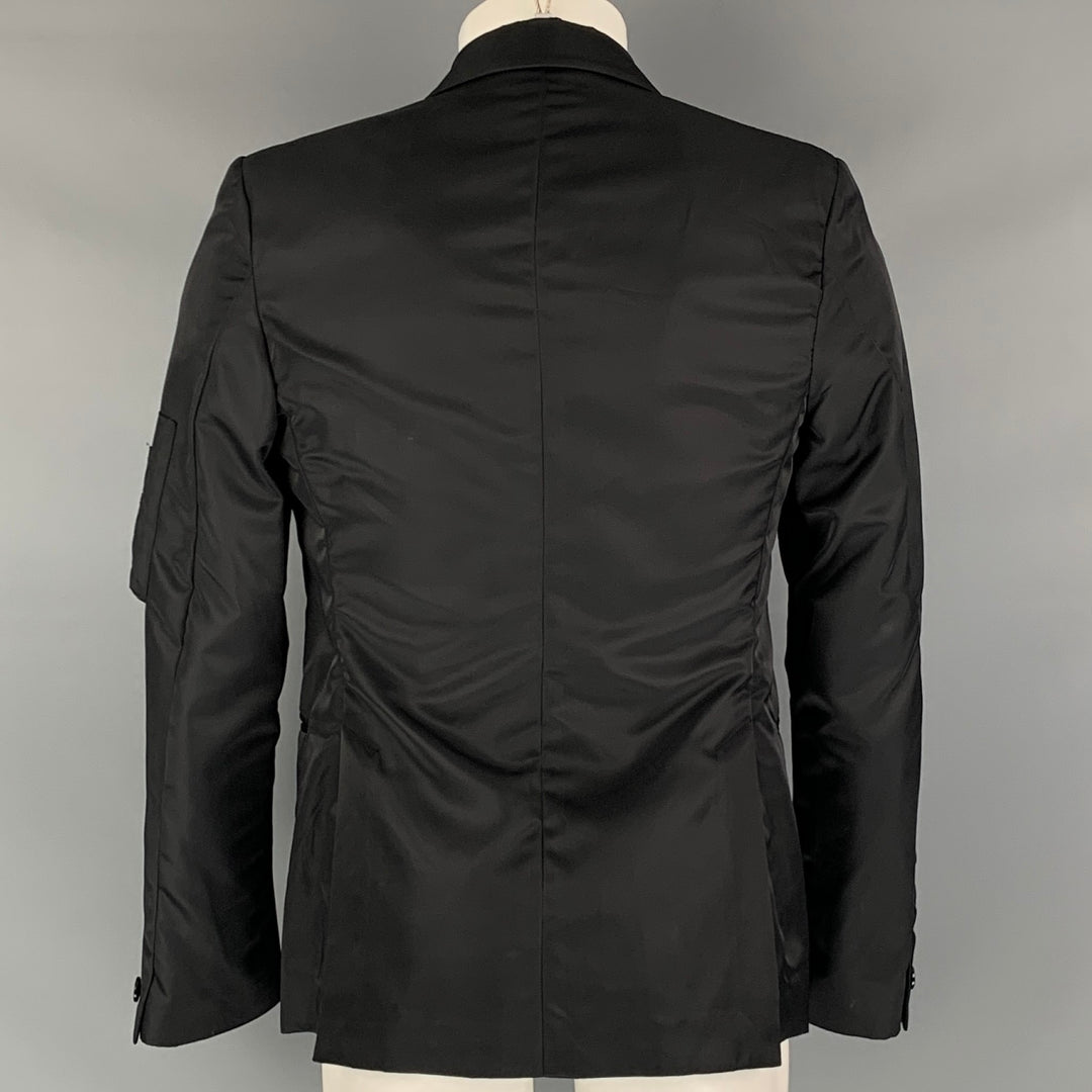 MIU MIU Taille 36 Manteau de sport noir uni à col châle