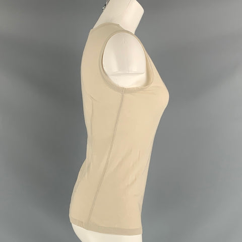 ANN DEMEULEMEESTER Size 6 Beige Silver Cotton Circles T-Shirt