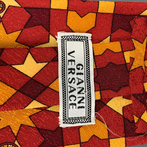 GIANNI VERSACE Orange Burgundy Baroque Silk Tie
