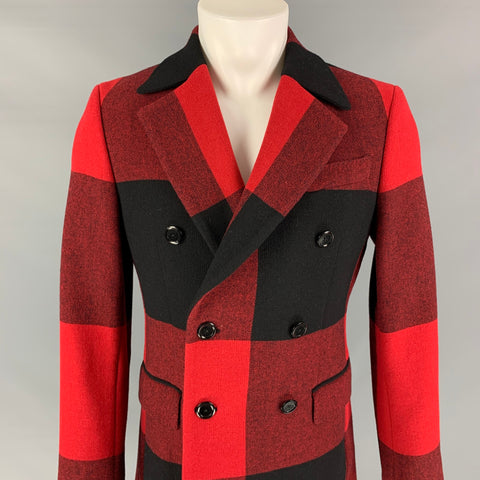 MOSCHINO Talla 38 Chaqueta de mezcla de poliamida a cuadros rojo negro