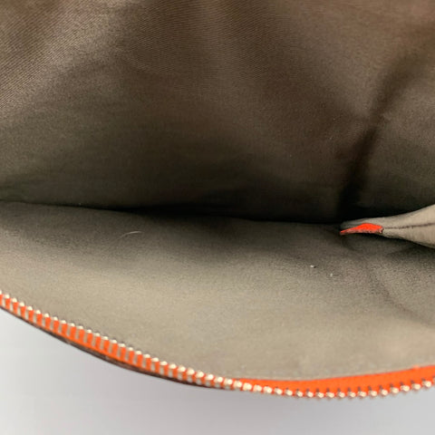 CALVIN KLEIN COLLECTION Orange Textured Leather Pouch Bag