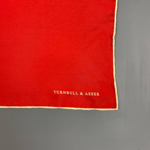 TURNBULL & ASSER Red Cream Silk Pocket Square