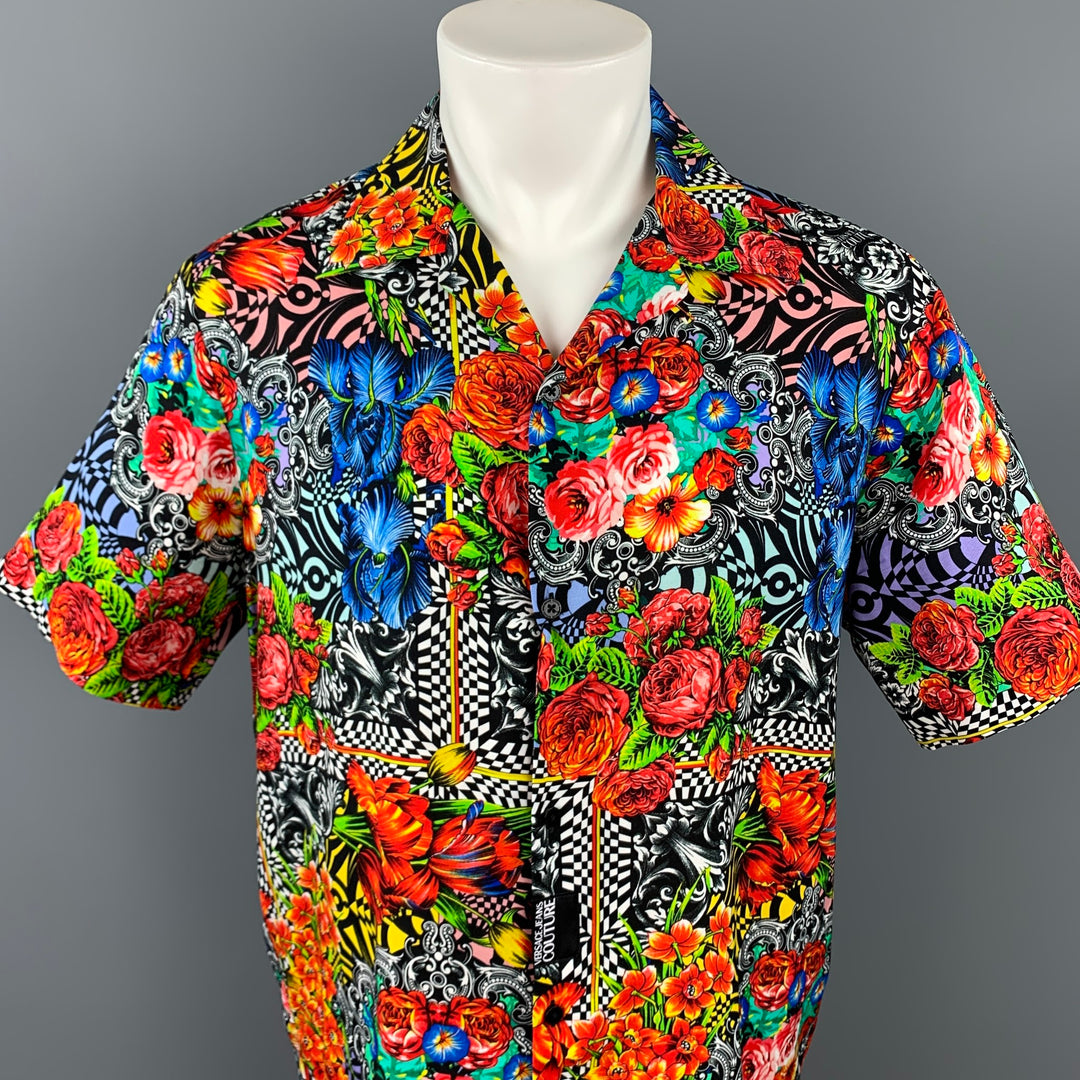VERSACE JEANS COUTURE Size S Multi-Color Print Viscose Camp Short Sleeve Shirt