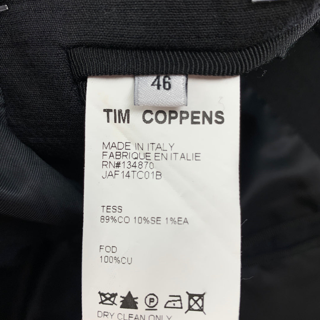 TIM COPPENS Size 36 Black Cotton Blend Hidden Buttons Suit