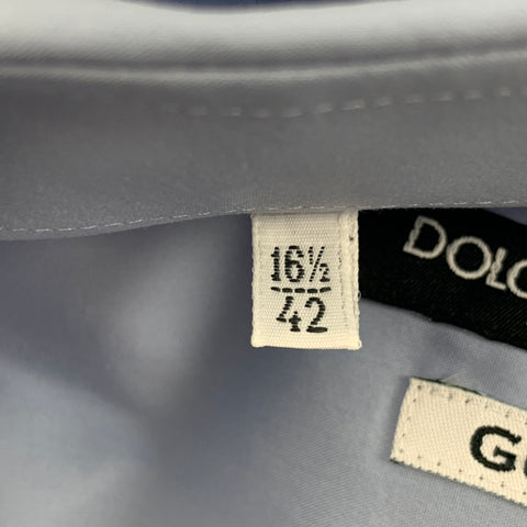 DOLCE & GABBANA Size L Light Blue Cotton Blend Long Sleeve Shirt