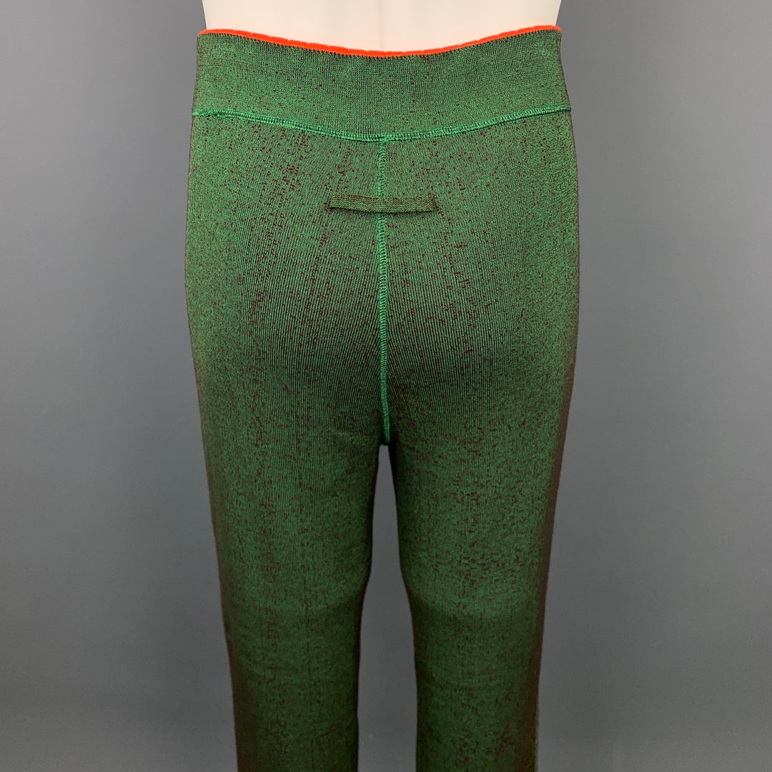 JEAN PAUL GAULTIER Size M Green & Orange Textured Wool Blend Reversible Sweatpants