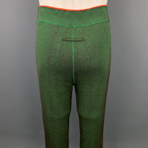 JEAN PAUL GAULTIER Size M Green & Orange Textured Wool Blend Reversible Sweatpants