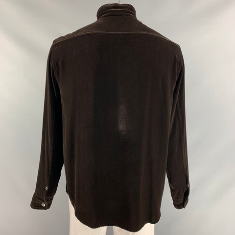 GIORGIO ARMANI Size L Solid Brown Velvet  Long Sleeve Shirt Jacket