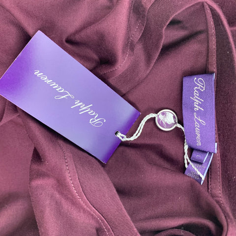 RALPH LAUREN Purple Label Size L Burgundy Cotton Crew-Neck T-shirt