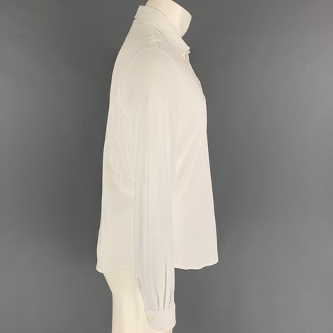 LORO PIANA Size M White Cotton Long Sleeve Polo