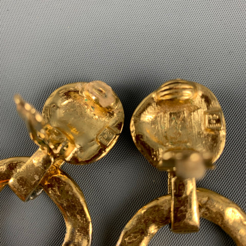 YVES SAINT LAURENT Rive Gauche Gold Hammered Metal Clip-On Earrings