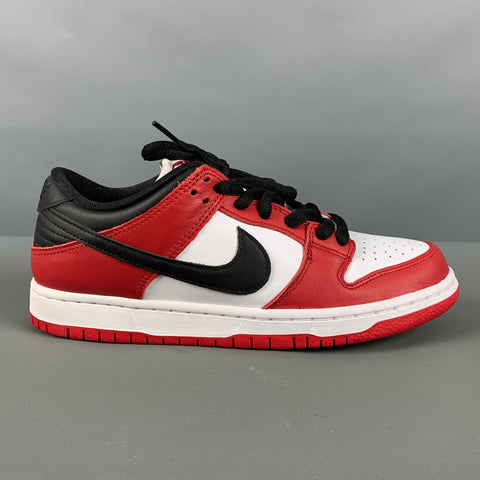 NIKE Talla 6 Zapatillas bajas de cuero con bloques de color rojo y blanco