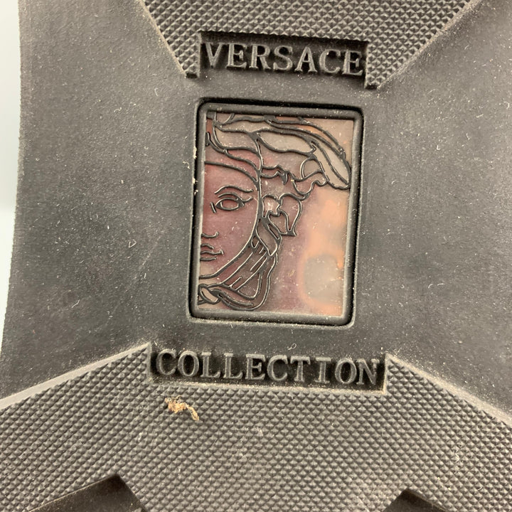 VERSACE COLLECTION Size 10 Green Black Color Block Neoprene Slip On Sneakers