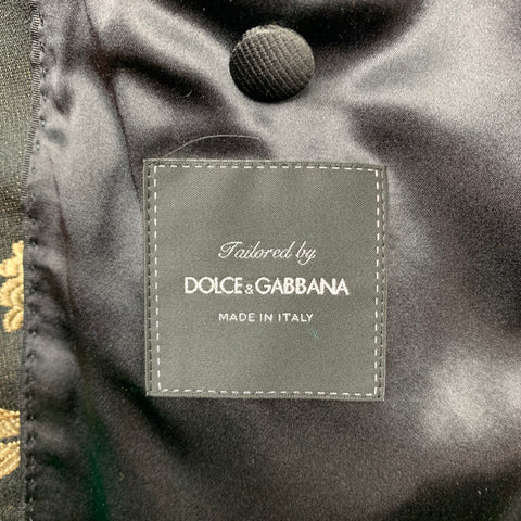 DOLCE & GABBANA F/W 19 Size 42 Black & Multi-Color Brocade Acetate Blend 3 Piece Suit
