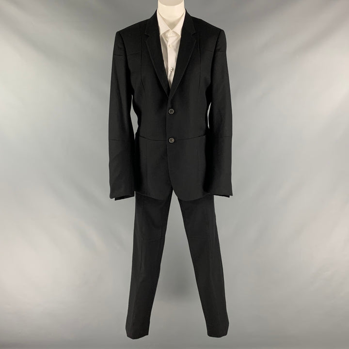 JIL SANDER Size 38 Black Patchwork Wool Single Button Suit