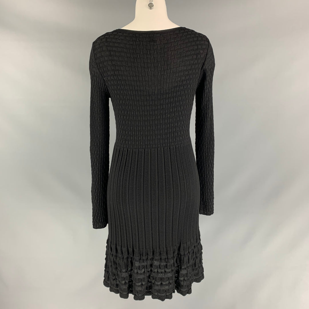 M MISSONI Size 8 Black Wool Blend Knitted A-Line Dress